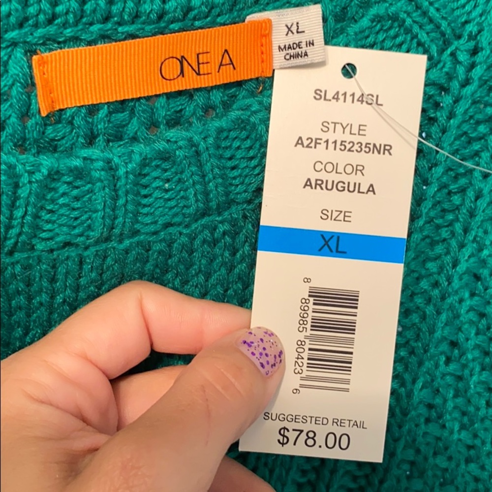 One A Mixed Knit Crew Neck Sweater Arugula - Picture 5 of 8